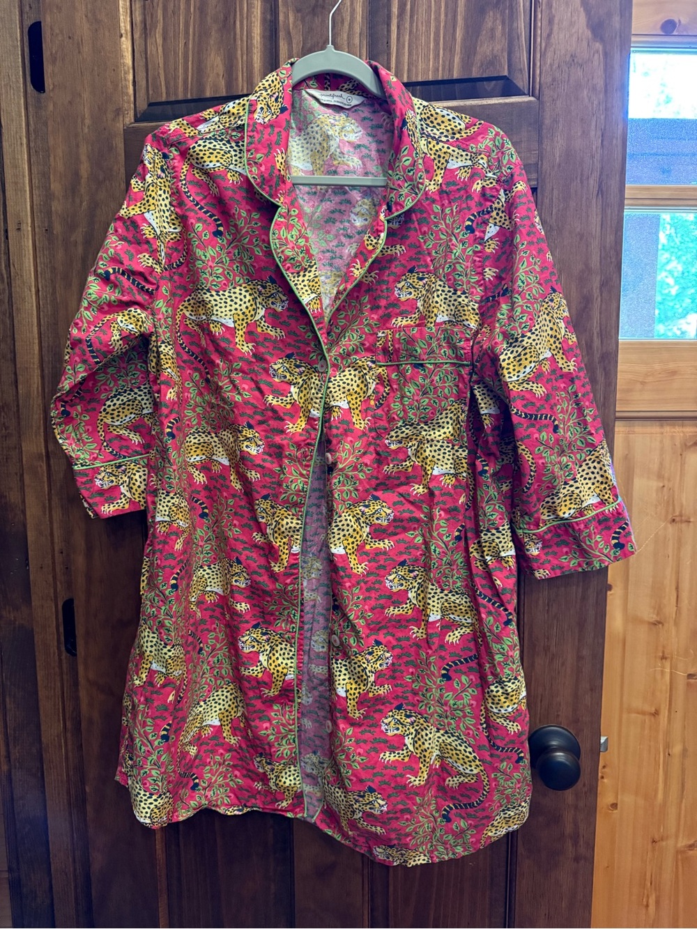 Printfresh Pink Leopard-Print Button Down Sleep Shirt